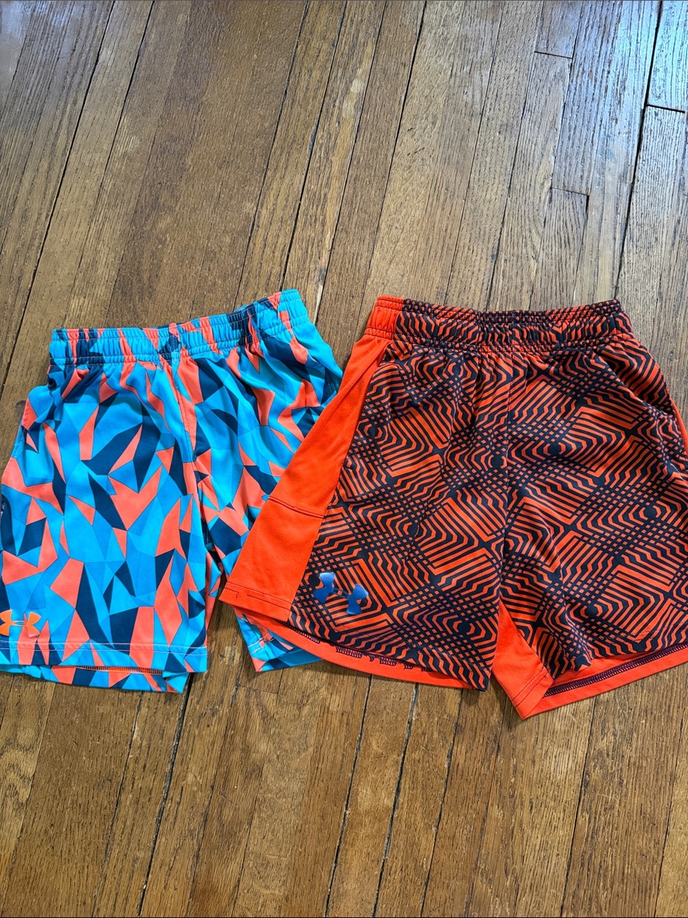 Under Armour Boys' Athletic Shorts - Bright Blue & Neon Orange Geometric Set